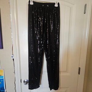 Black sequin dance pants